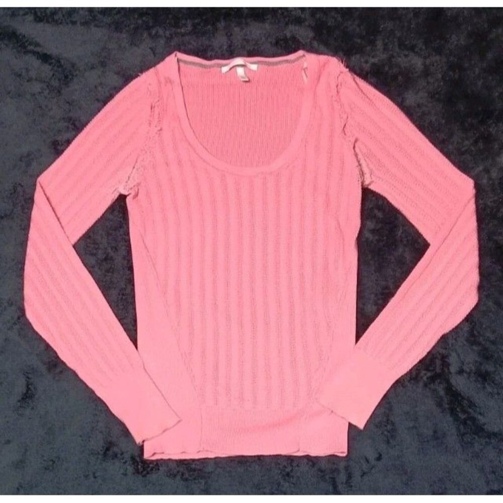 Victoria Secret Ribbed Knit Baselayer Long Sleeve S Bubblegum Pink Barbiecore